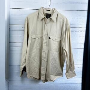 Vintage Eddie Bauer Mens Medium Legend Khaki Button Down Top medium weight